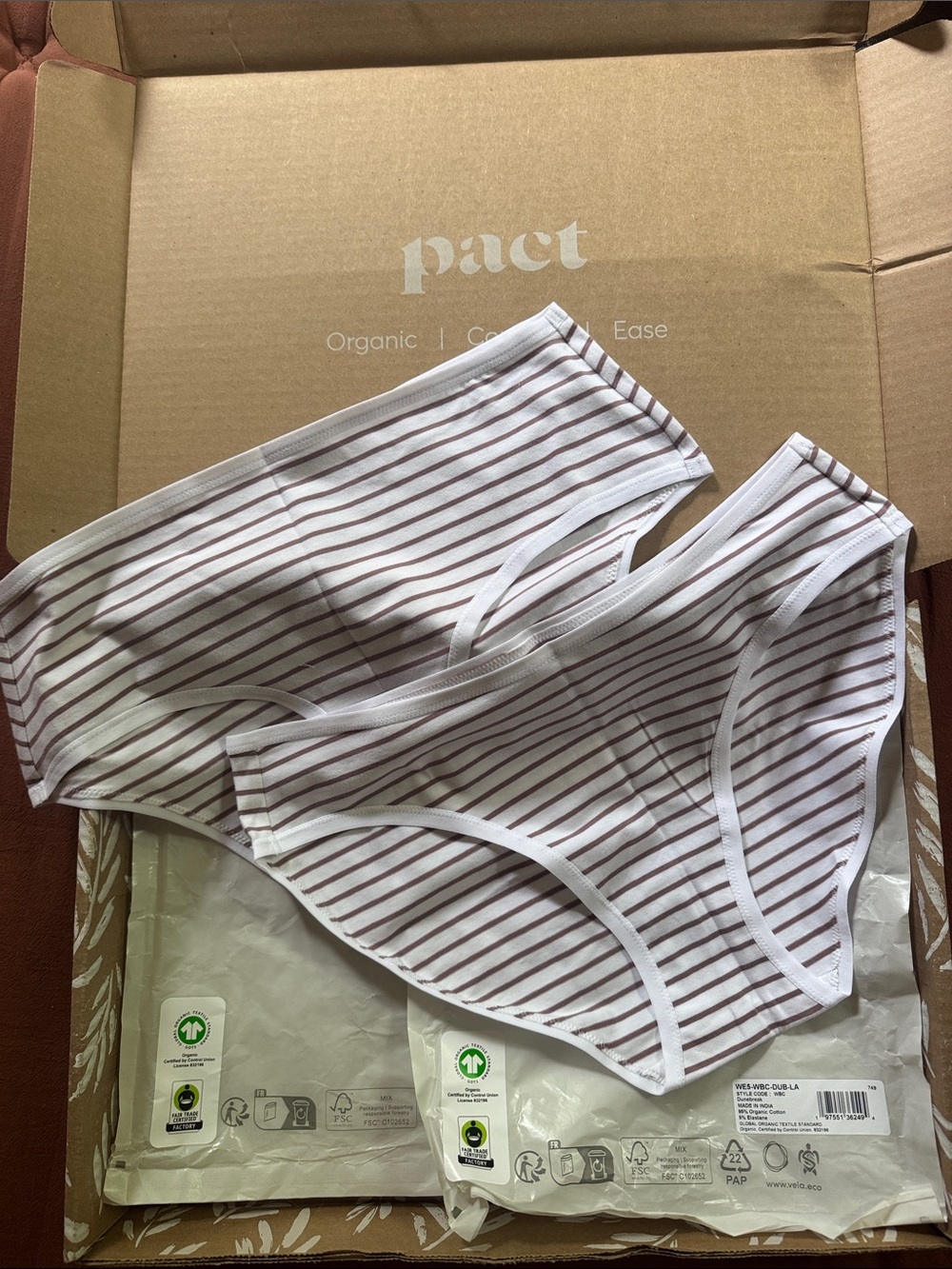 Pact Undies NEW underwear one classic bikini, one hipster mid rise Women’s L NWT
